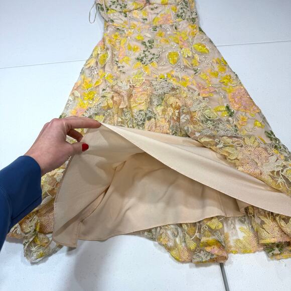 Dress The Population Carina yellow sequin strapless midi Dress Size XL - Picture 5 of 7